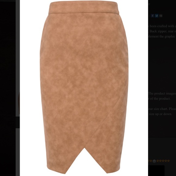 HOUSE of CB Tan Leatherette Pencil Skirt XS - Picture 5 of 13
